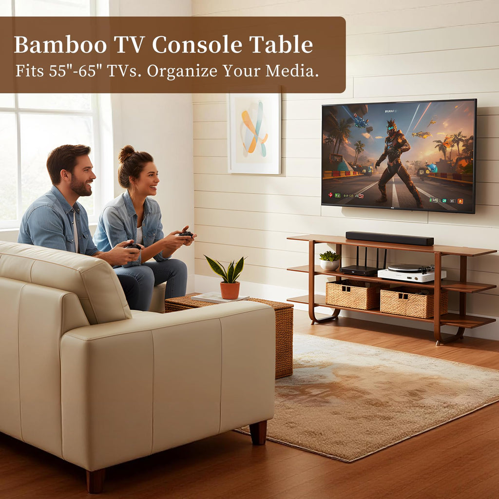 Walnut 65 Inch 3-Tier TV Stand T87165