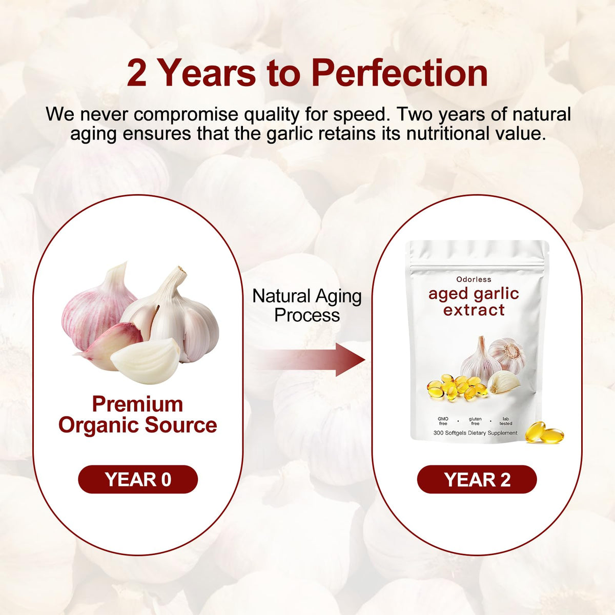 Odorless Organic Aged Garlic Extract Softgels N18208