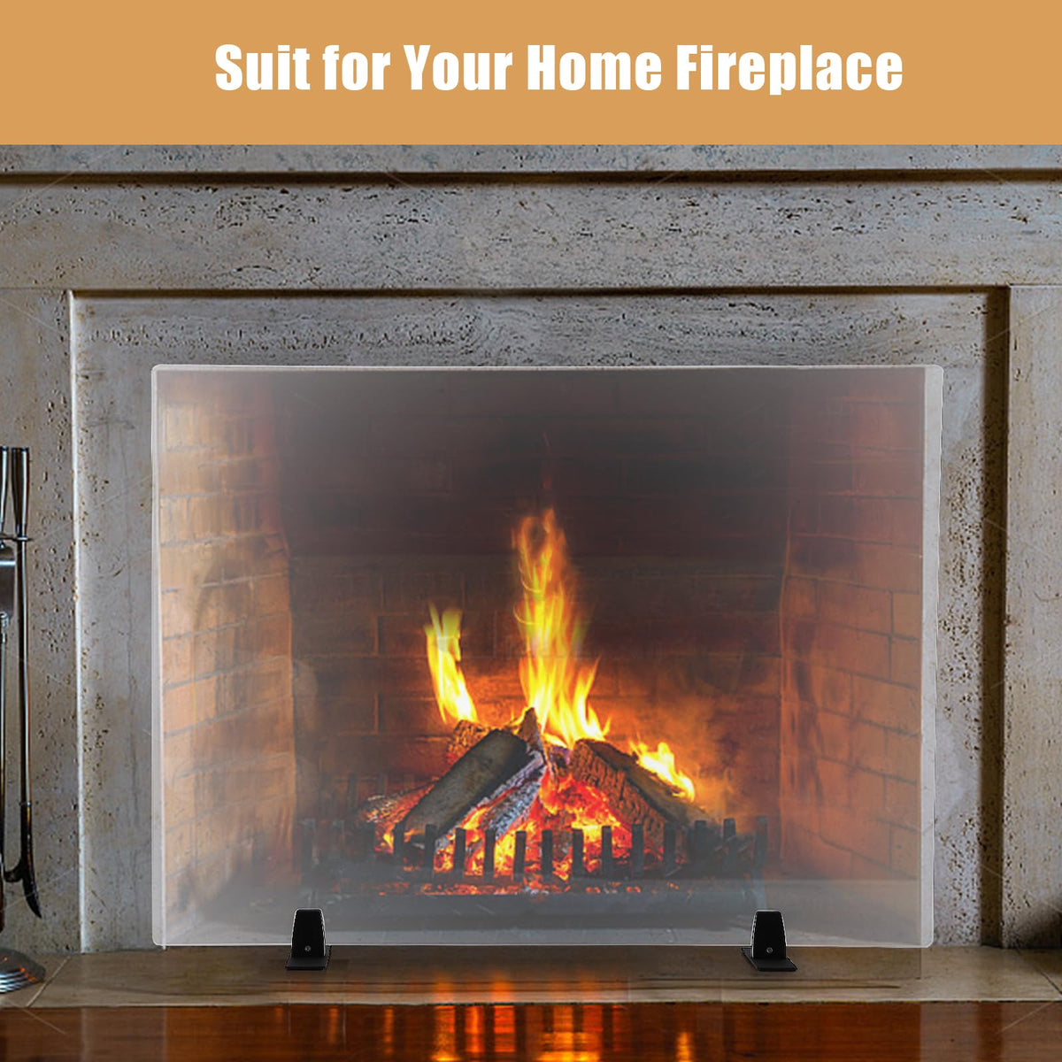 Tempered Glass Fireplace Screen 26" x 36" I463