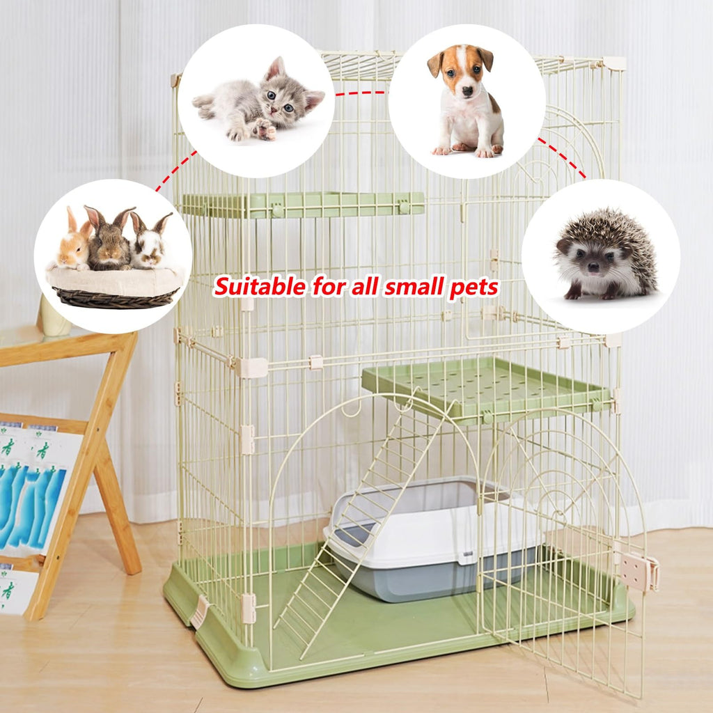 3/4-Tier Wire Cat Cage Playpen Kennel with Hammock F2864