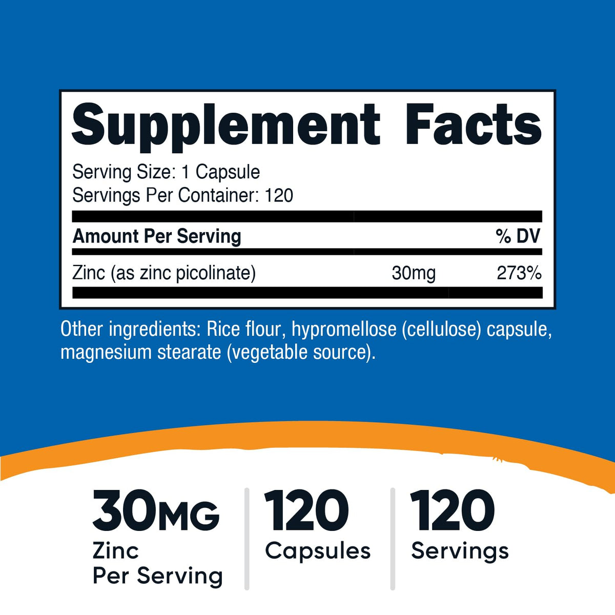 Zinc Picolinate 30mg 120 Capsules Gluten Free L629779