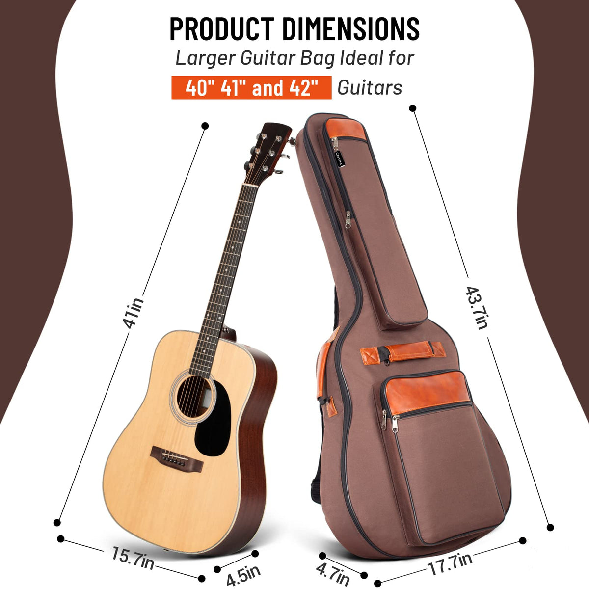 40 41 42 In 6 Pockets Water Resistent Oxford Cloth Padded Guitar Bag B881886