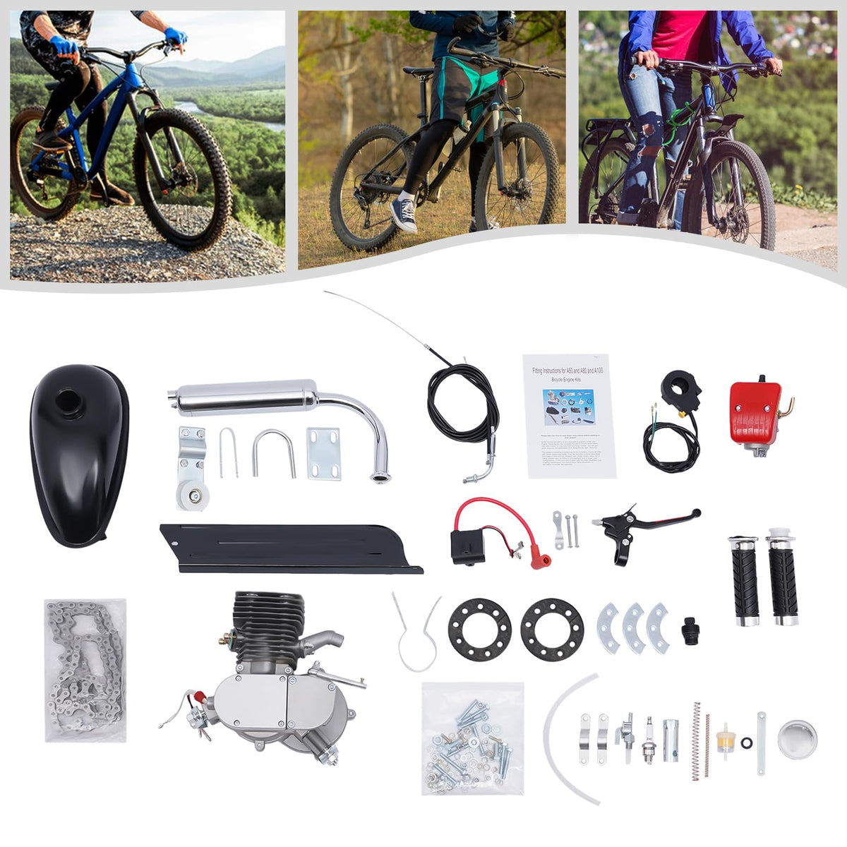 2 Stroke 100cc Bicycle Engine Kit with 36 Tooth Sprocket F470