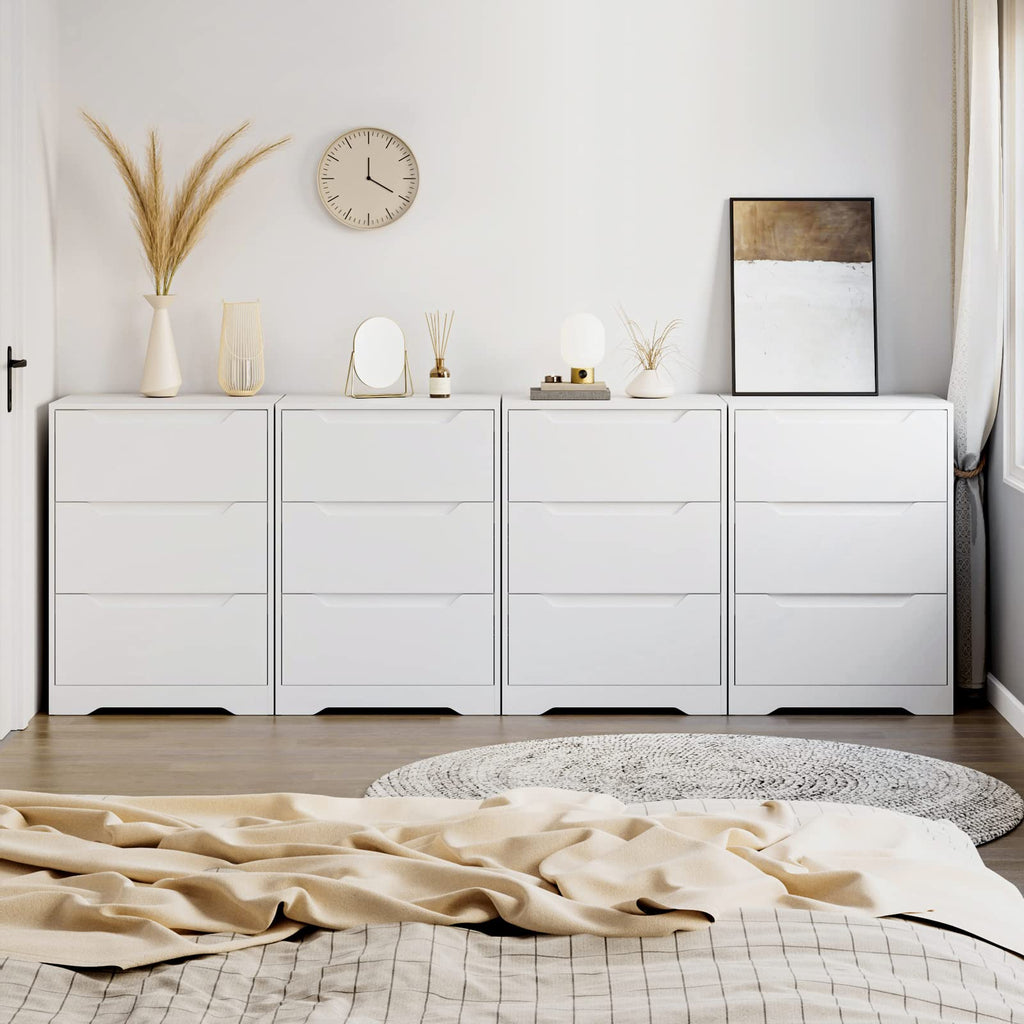 White 3 Drawer Wood Dresser R335