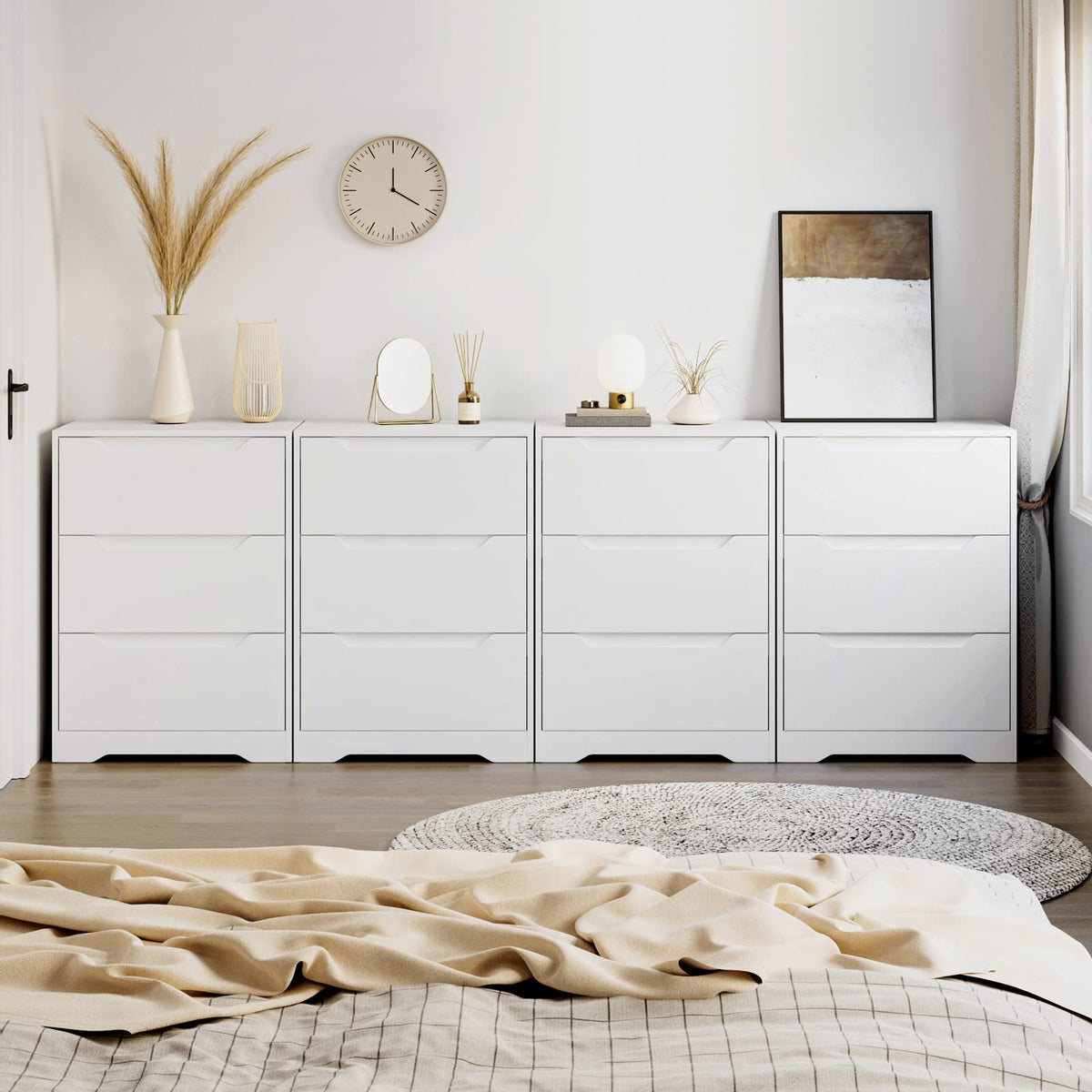 White 3 Drawer Wood Dresser R335