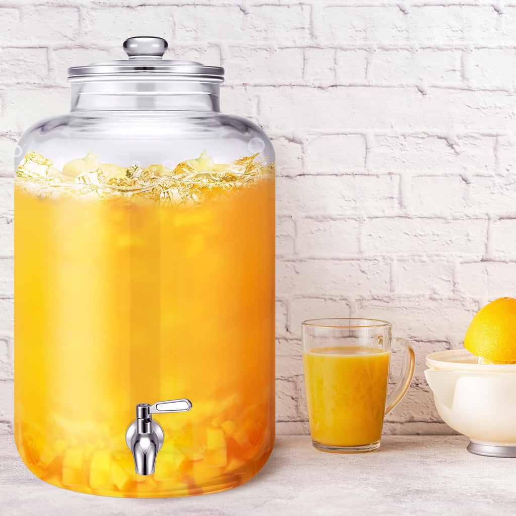 5 Gallon Glass Beverage Dispenser with Lid E316