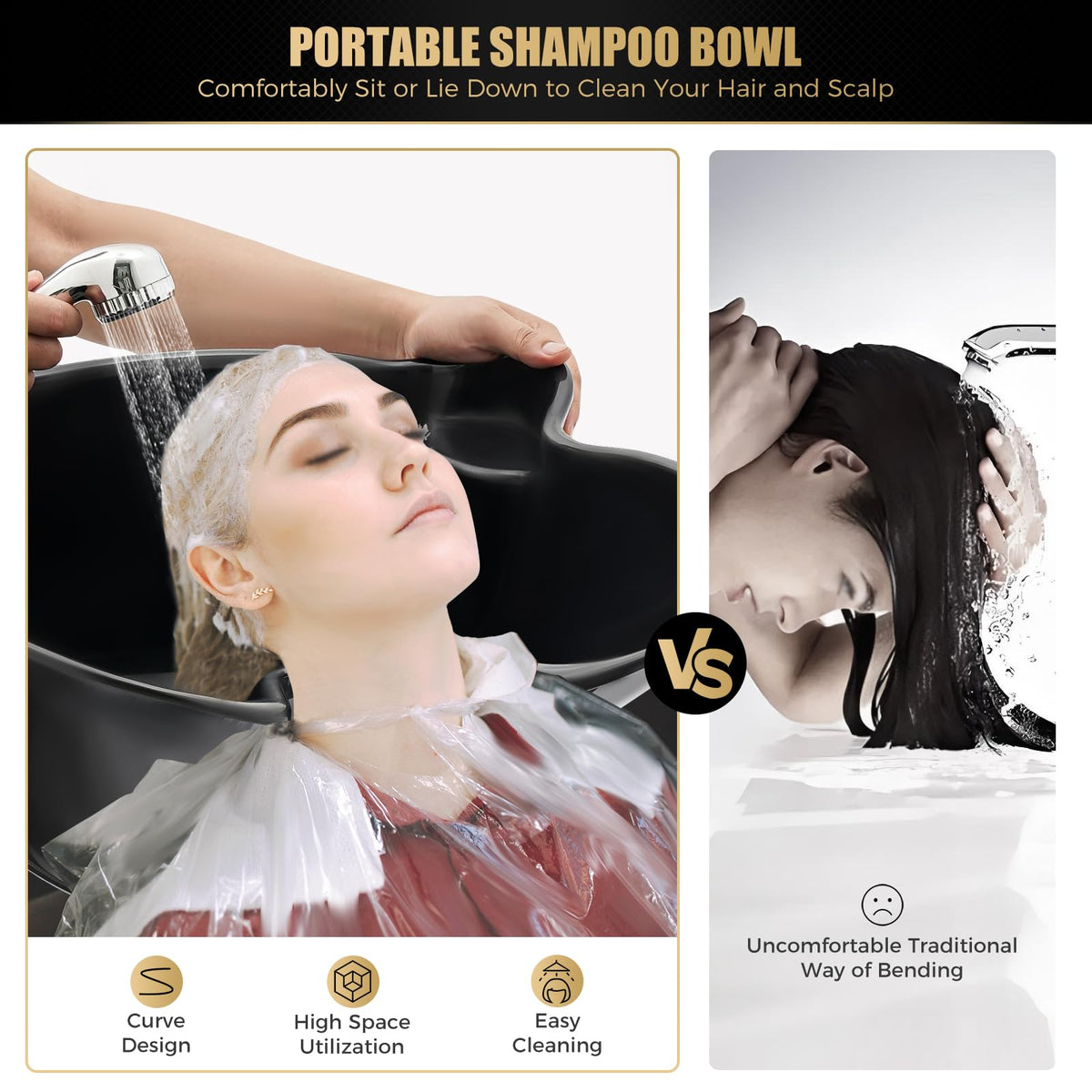 Portable Height & Angle Adjustable Shampoo Bowl R299695