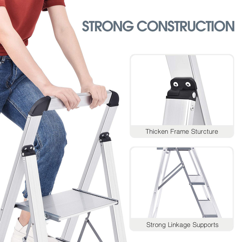 Aluminium 3 Step Ladder with Handrail X998598