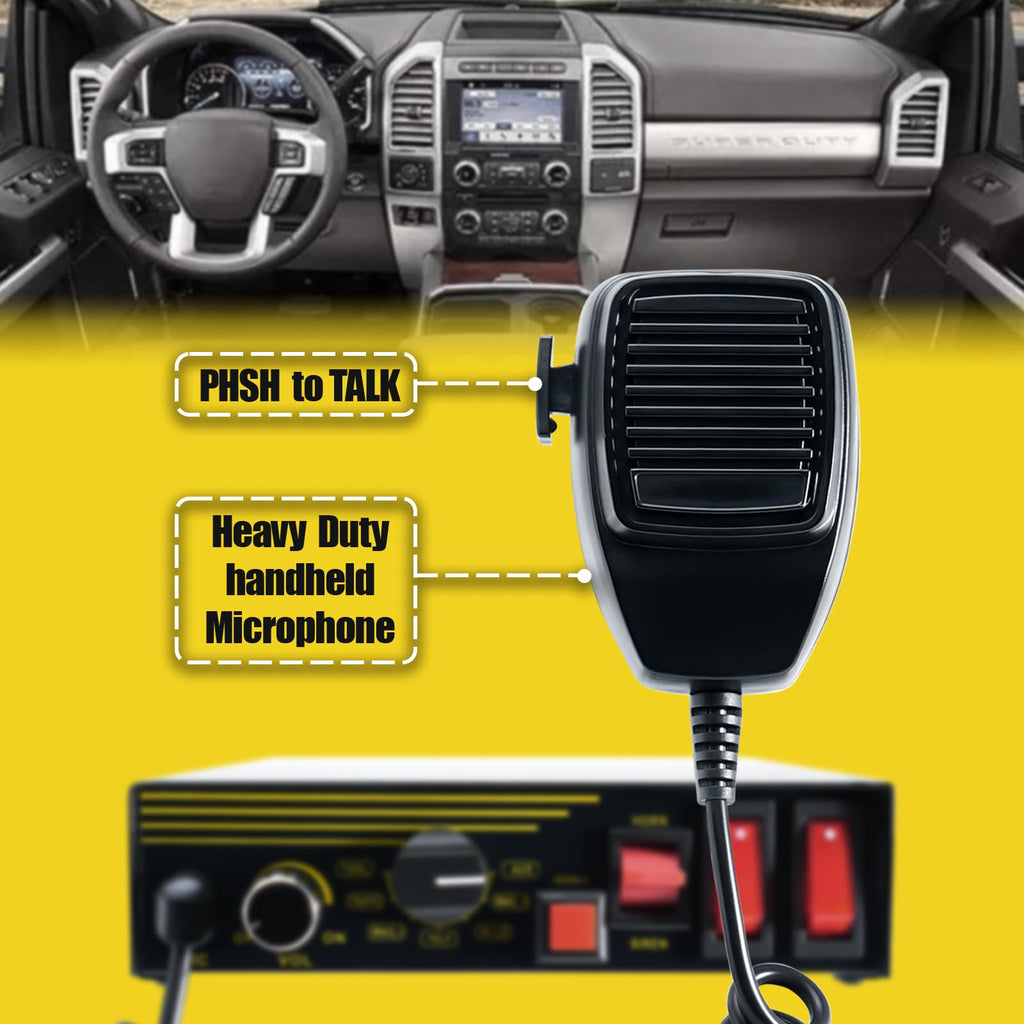 200W 12V 9 Tone Emergency Siren System with Loud Speaker Horn and Handheld Microphone L16230