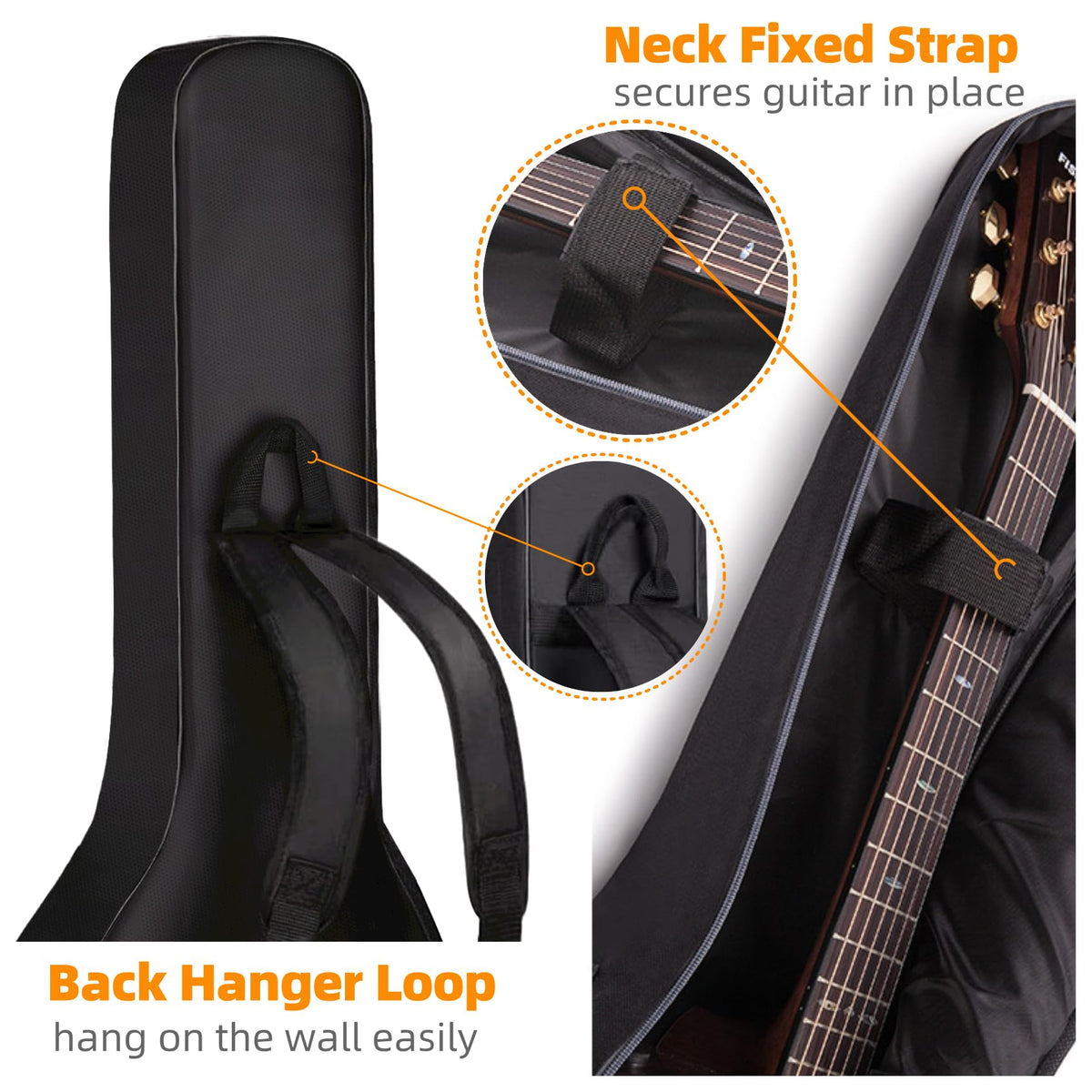 3/4 Size 36 Inch Acoustic Guitar Case Soft Padded Waterproof Gig Bag H7314
