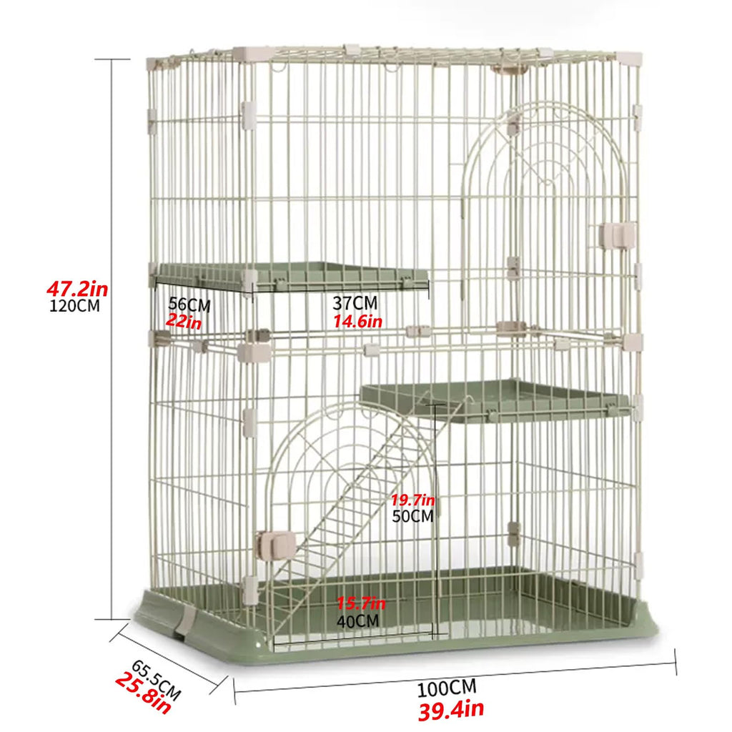 3/4-Tier Wire Cat Cage Playpen Kennel with Hammock F2864