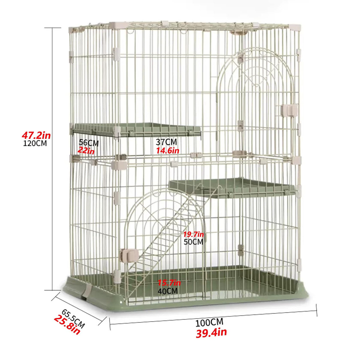 3/4-Tier Wire Cat Cage Playpen Kennel with Hammock F2864
