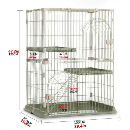3/4-Tier Wire Cat Cage Playpen Kennel with Hammock F2864