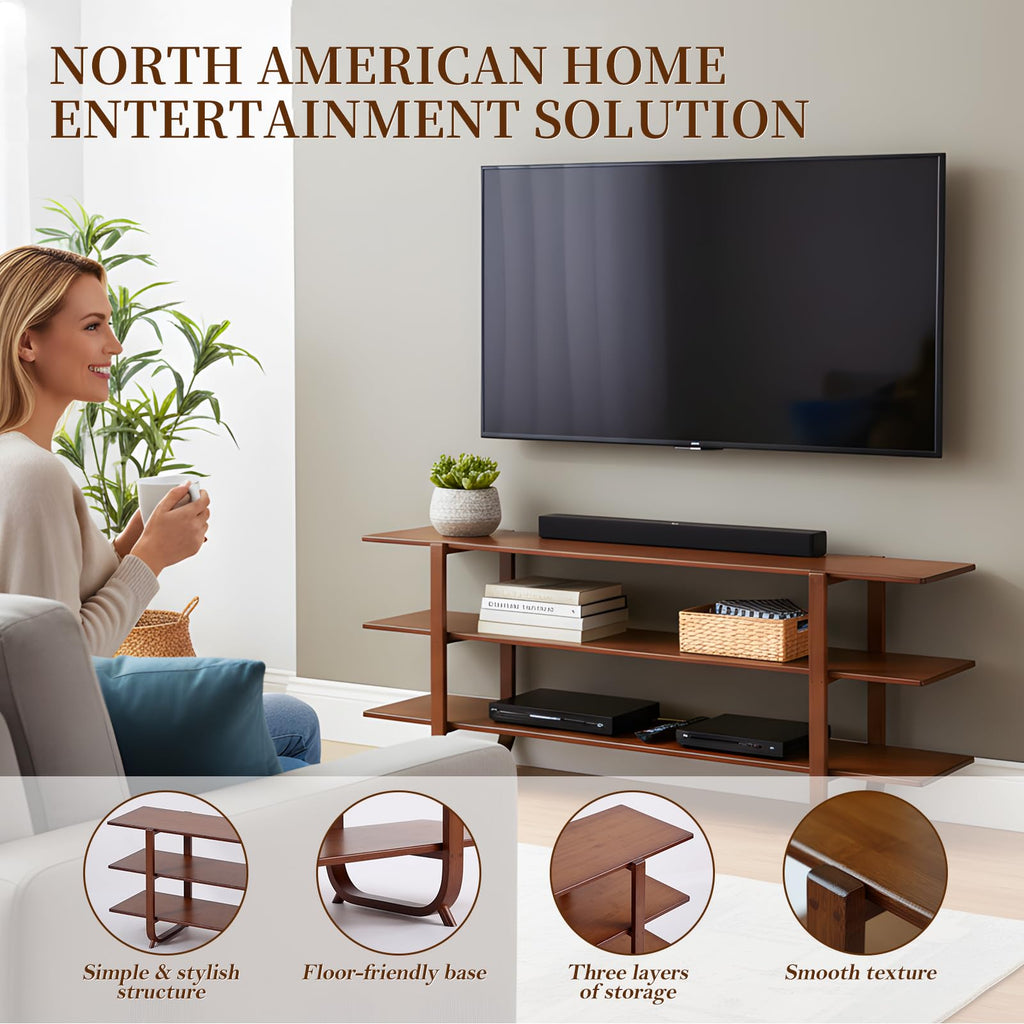 Walnut 65 Inch 3-Tier TV Stand T87165