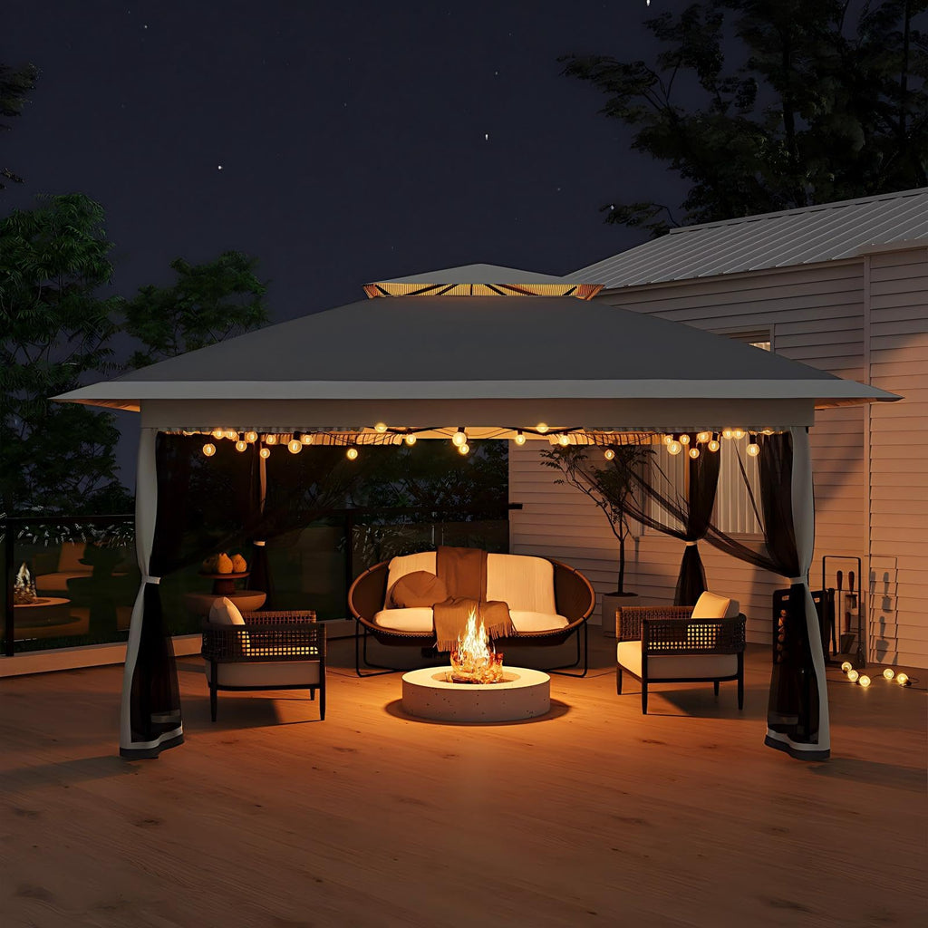 13x13FT Pop Up Gazebo with Mosquito Netting, Grey Z37883