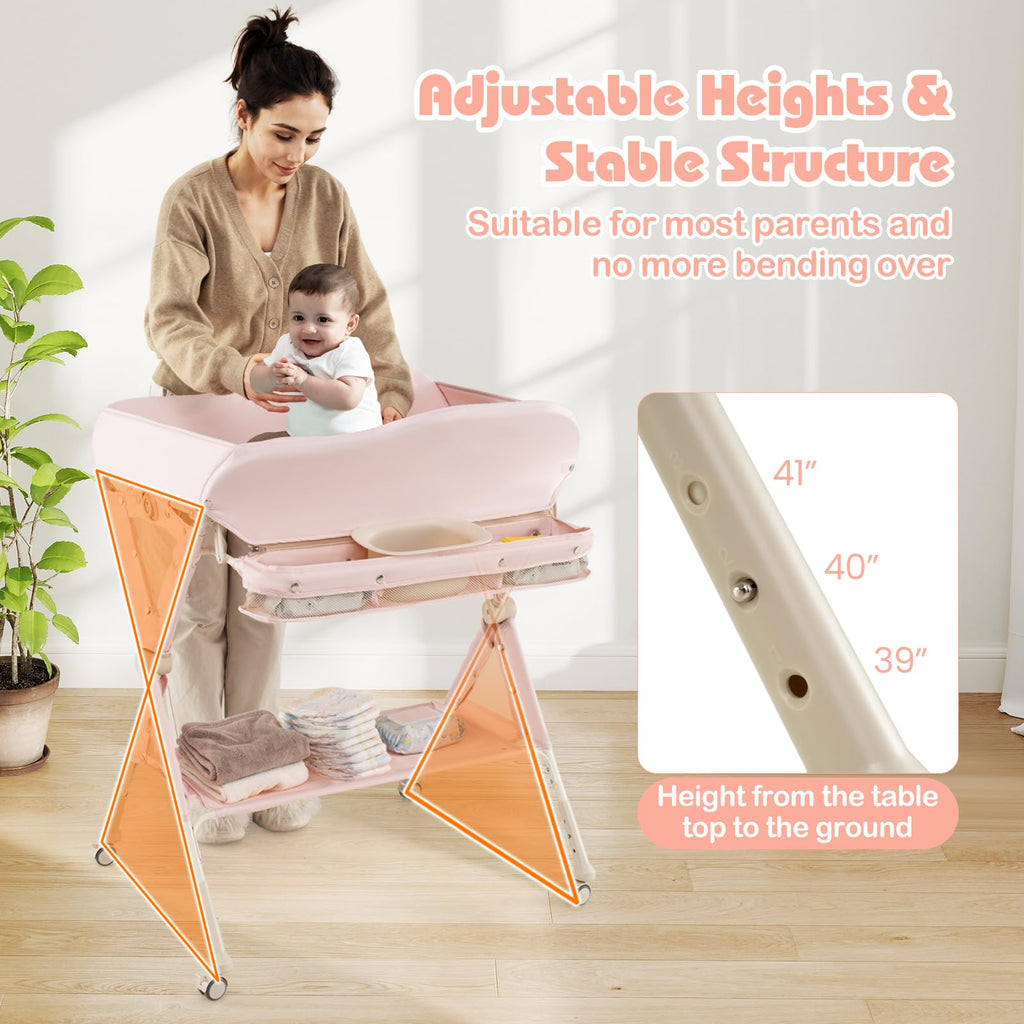 Portable Baby Changing Table with Wheels X966760