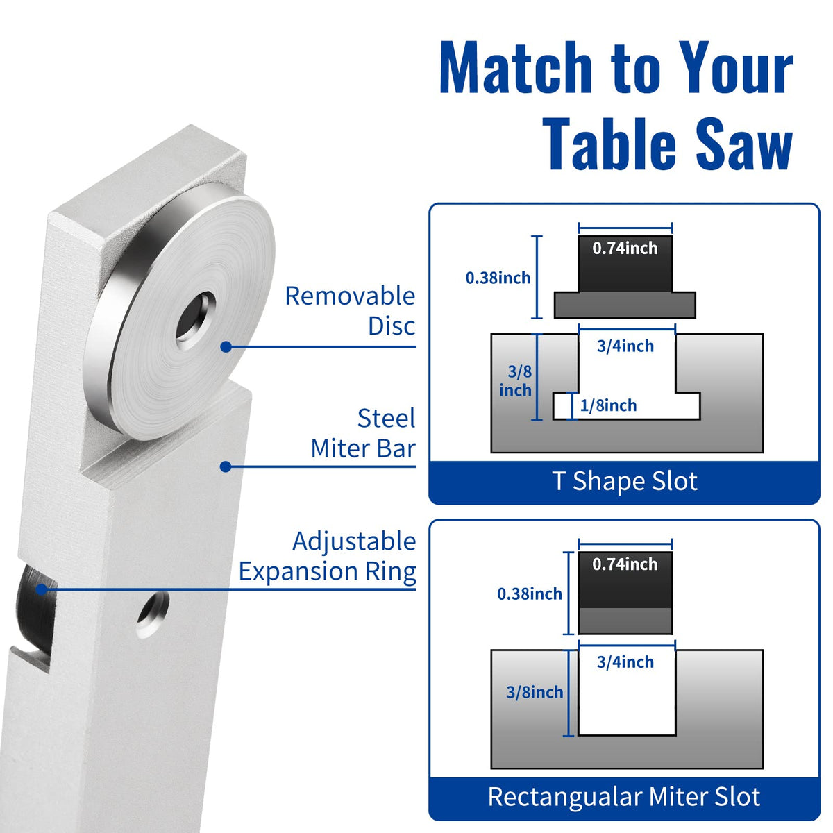 Table Saw Miter Gauge Fence with 11 Preset Angle Stops J464