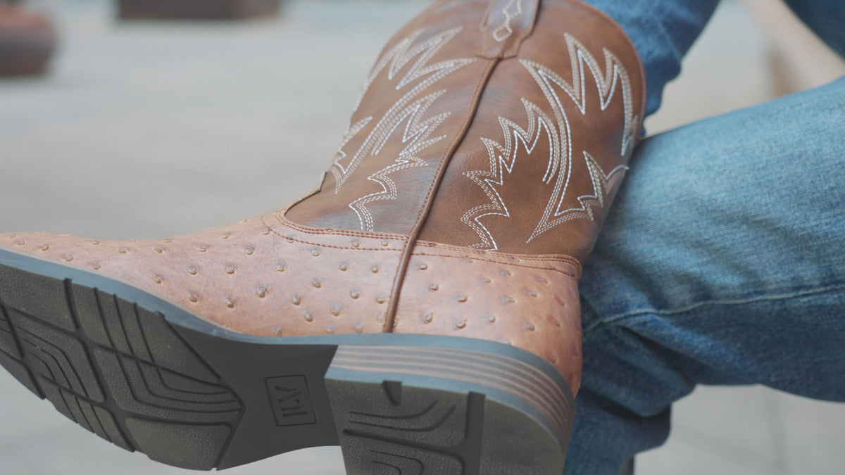 Cowboy Boots for Men Western Ostrich Embroidered Pull On Boots G707