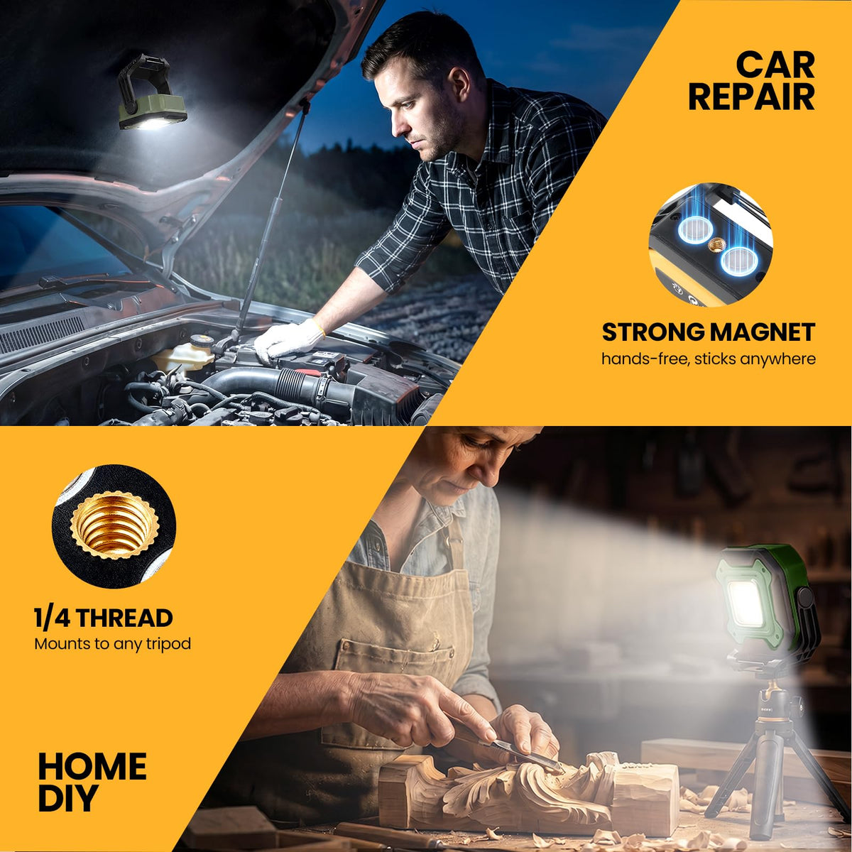 2-Pack 6000mAh Magnetic LED Work Light Y20661