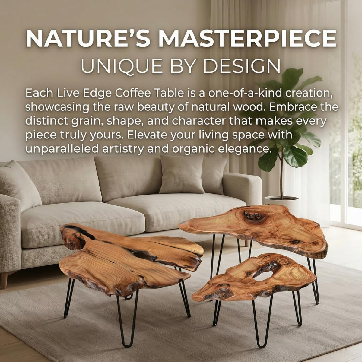 Live Edge Natural Wood Coffee Table S3777