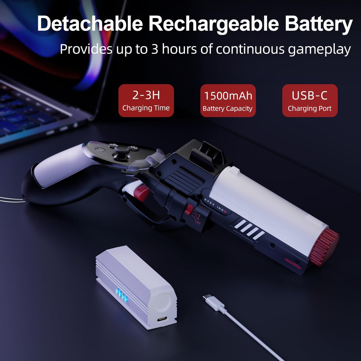 Controller Accessories Haptic Gun Stock Cover Compatible with Meta Quest 3S and Meta Quest 3 G94941