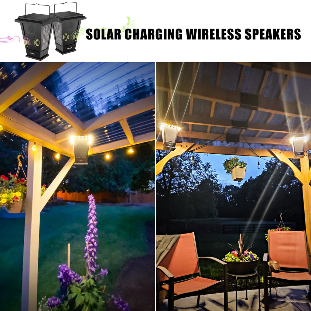 Black Waterproof Solar Powered 2 Packs Bluetooth Speakers D34844