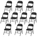 Black Padded Folding Chairs 10 Pack with Cushion and Back C611