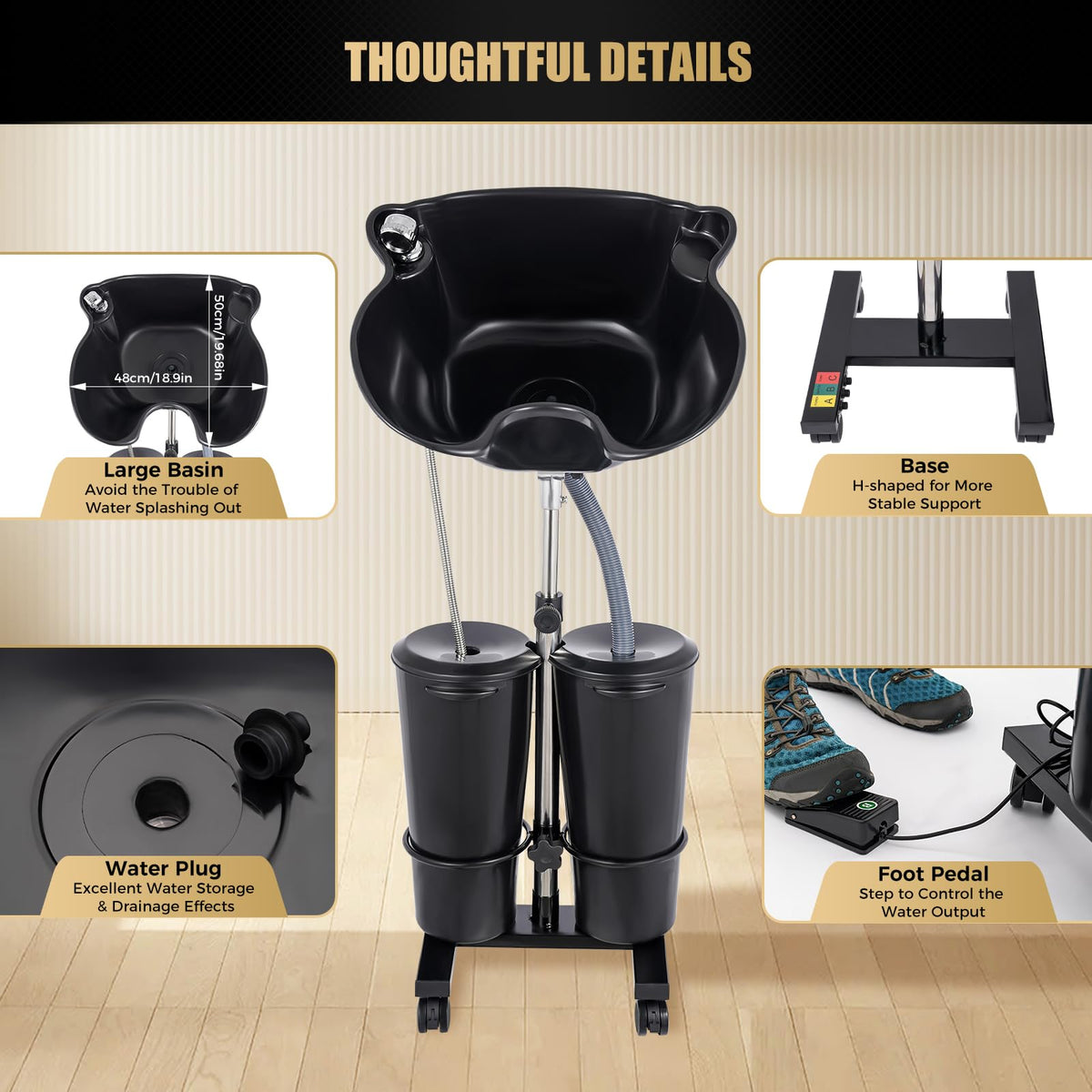 Portable Height & Angle Adjustable Shampoo Bowl R299695