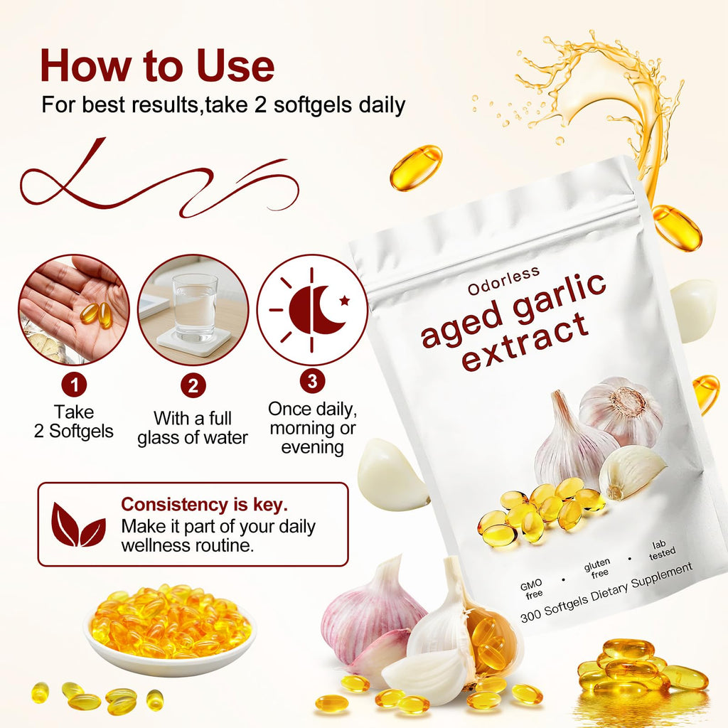 Odorless Organic Aged Garlic Extract Softgels N18208