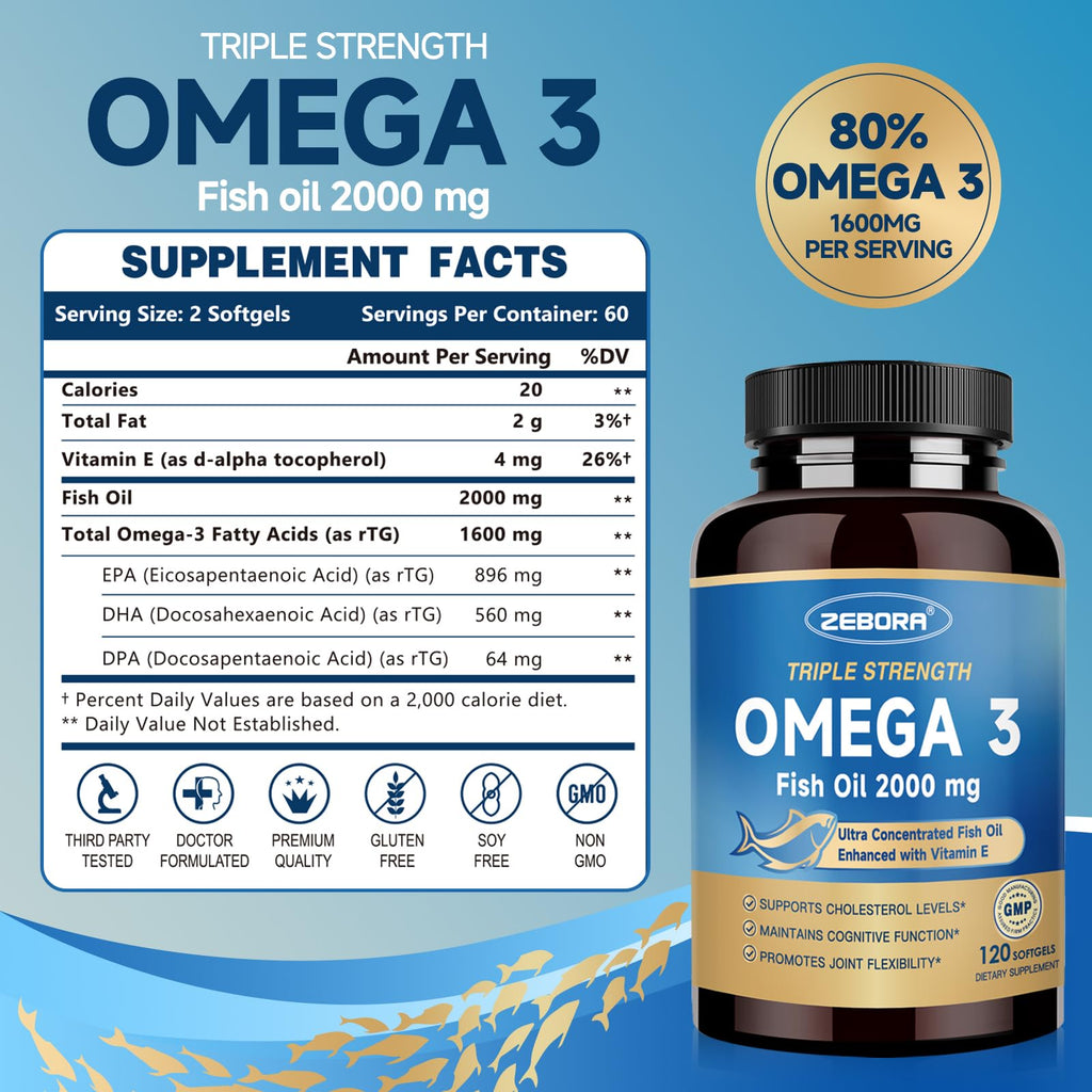 Omega-3 Fish Oil 2000mg 120 Softgels R9899