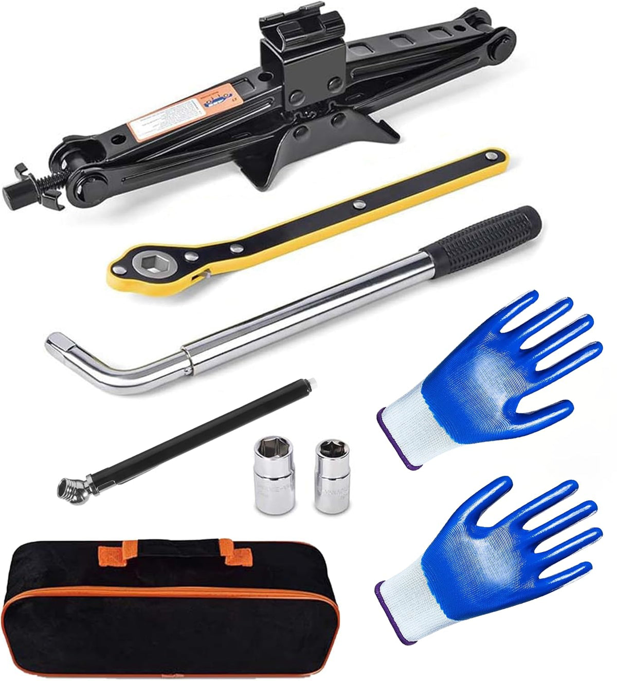 Portable 2 Ton Scissor Jack and Stand Kit with Lug Wrench O112