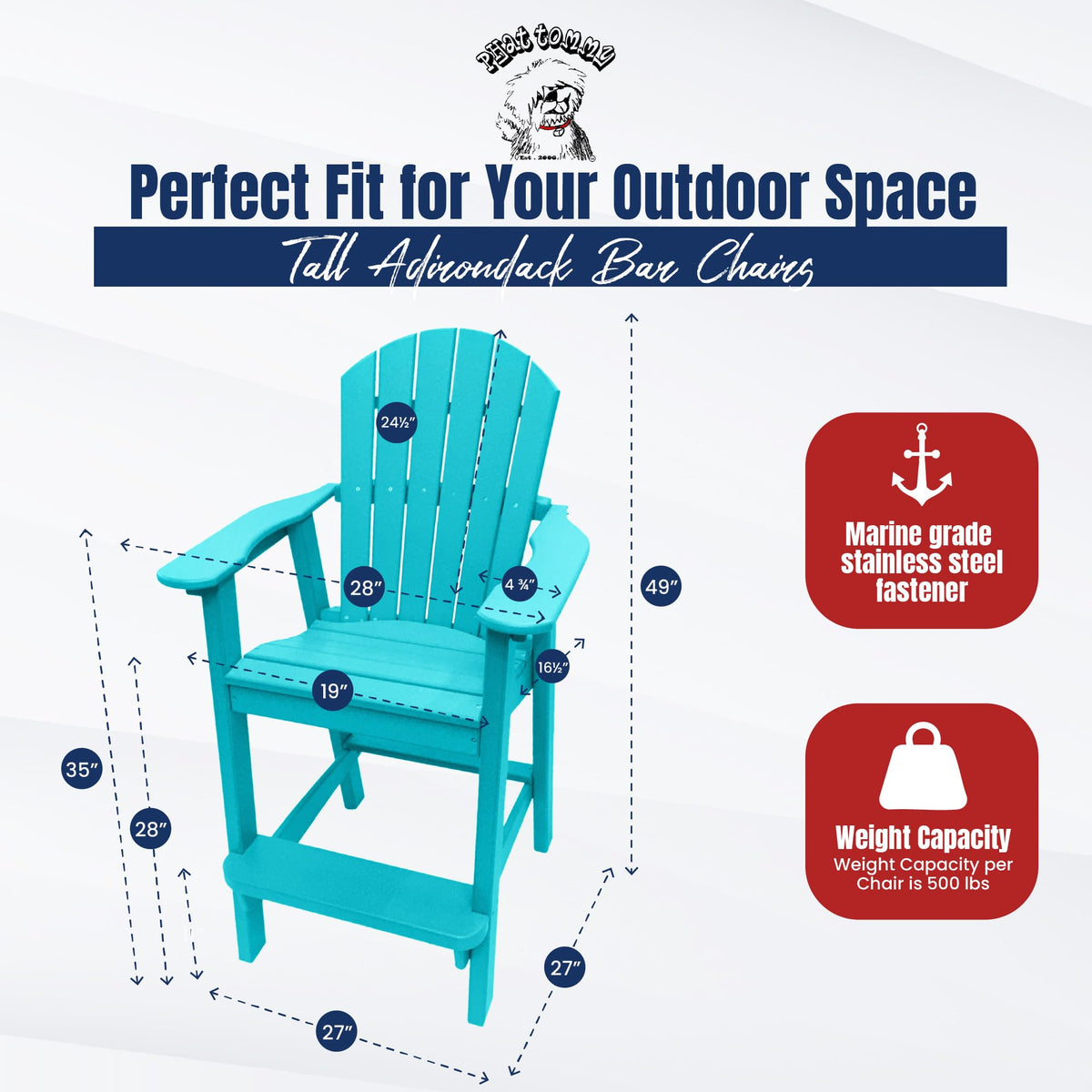 Teal HDPE Adirondack Chair S5189