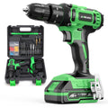 20V Cordless Drill Set with Battery Charger and Carrying Case, Green E176