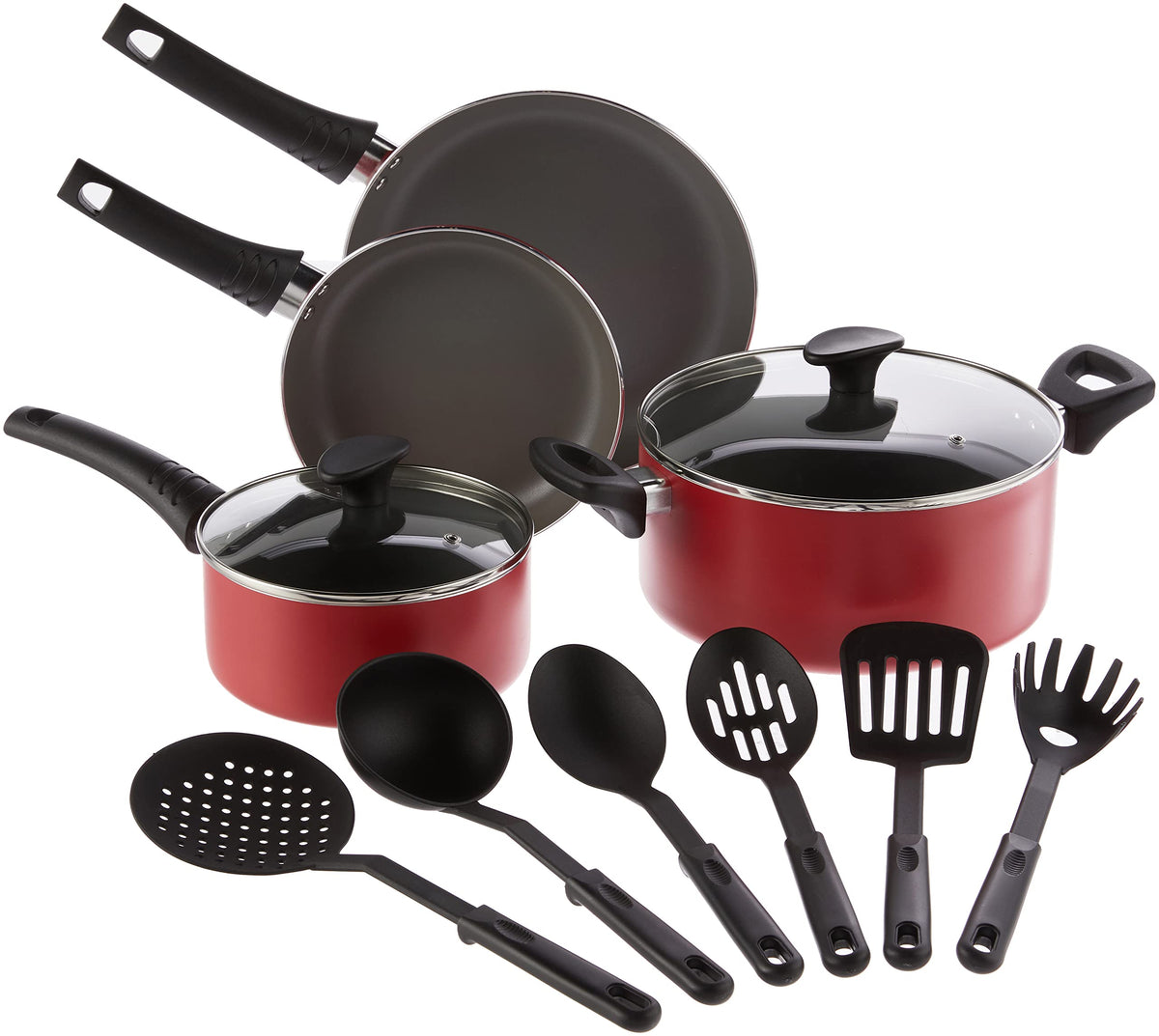 12 Piece Nonstick Red Cookware Set P65411
