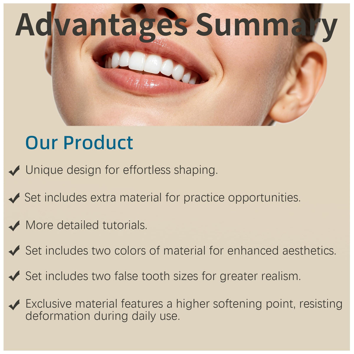 Moldable Temporary False Teeth Kit V500