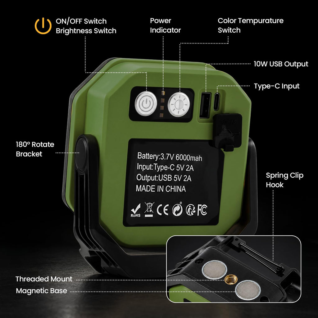 2-Pack 6000mAh Magnetic LED Work Light Y20661