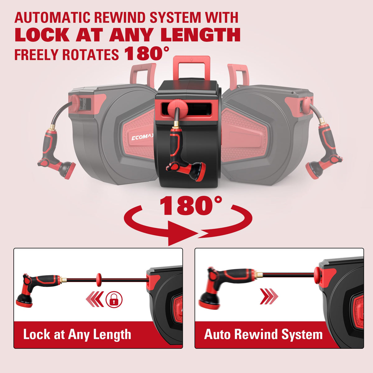 Retractable Garden Hose Reel 1/2" x 100 ft H505