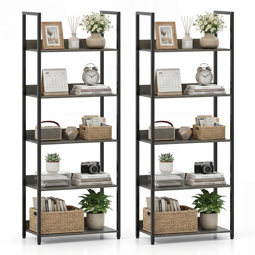 5-Tier Wooden Bookshelf Set of 2 Y9229