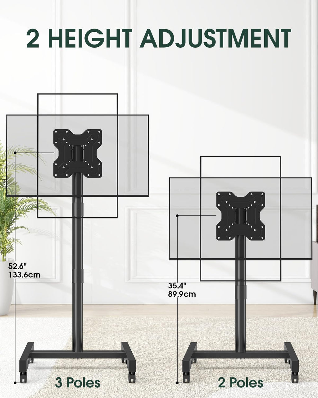 Black Rolling TV Stand for 13-50 inch Screens J2903