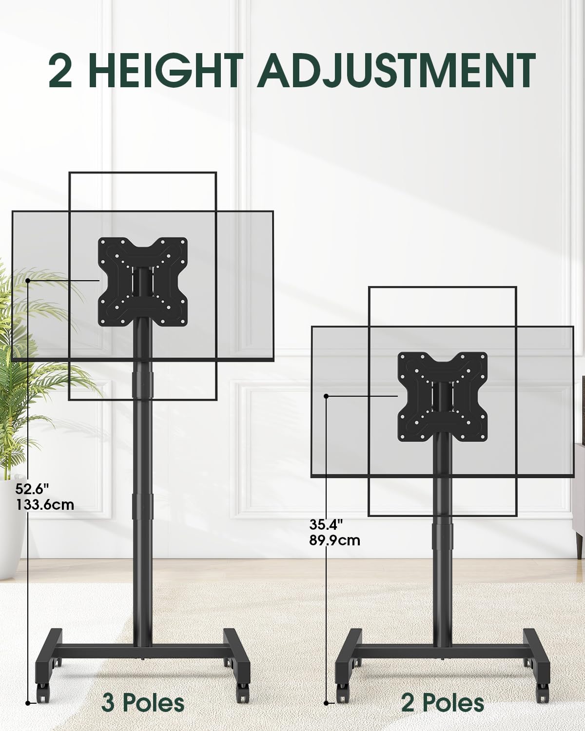 Black Rolling TV Stand for 13-50 inch Screens J2903