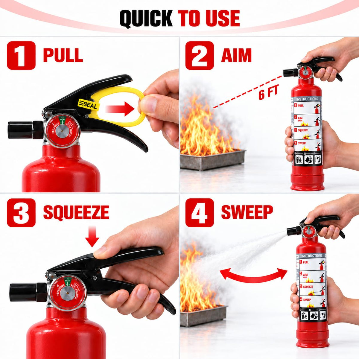 2.5 lb ABC Dry Chemical Fire Extinguishers 4-Pack Q88801