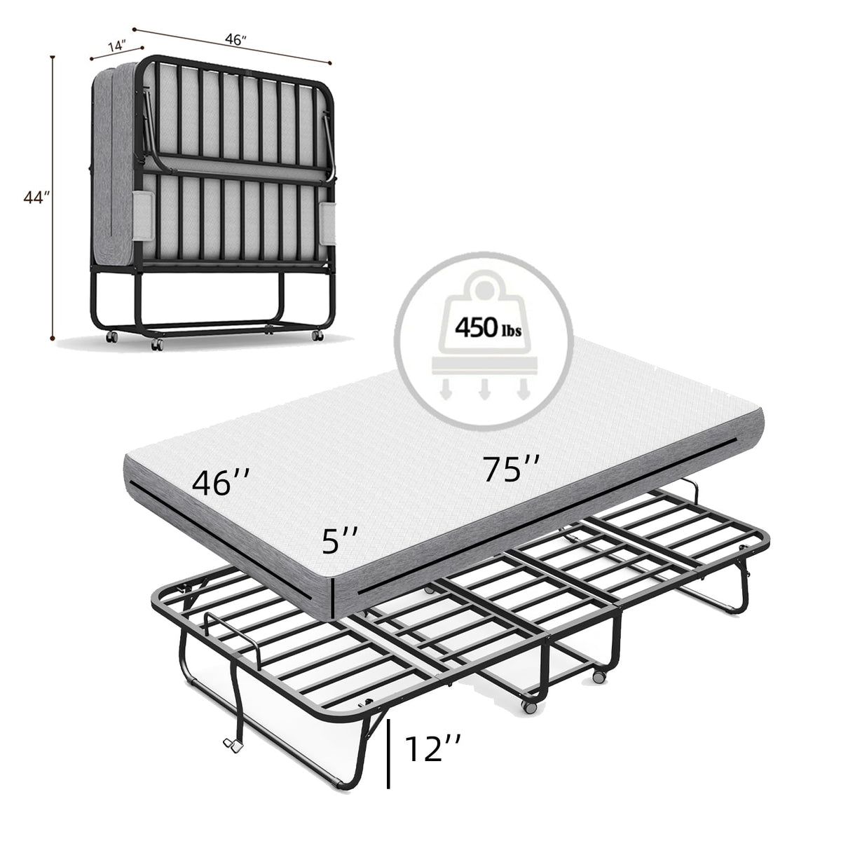 Folding Bed with Mattress N28274