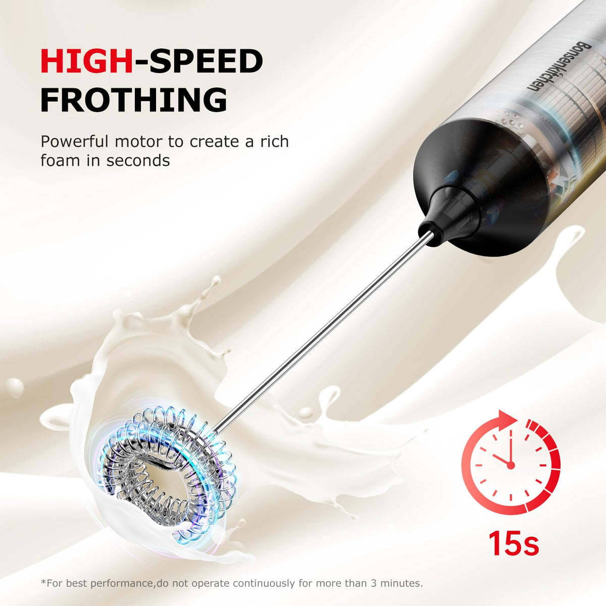 Rechargeable 3-Speed Handheld Milk Frother I7186