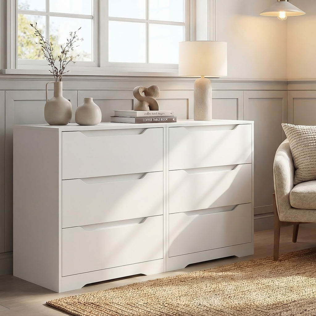 White 3 Drawer Wood Dresser R335