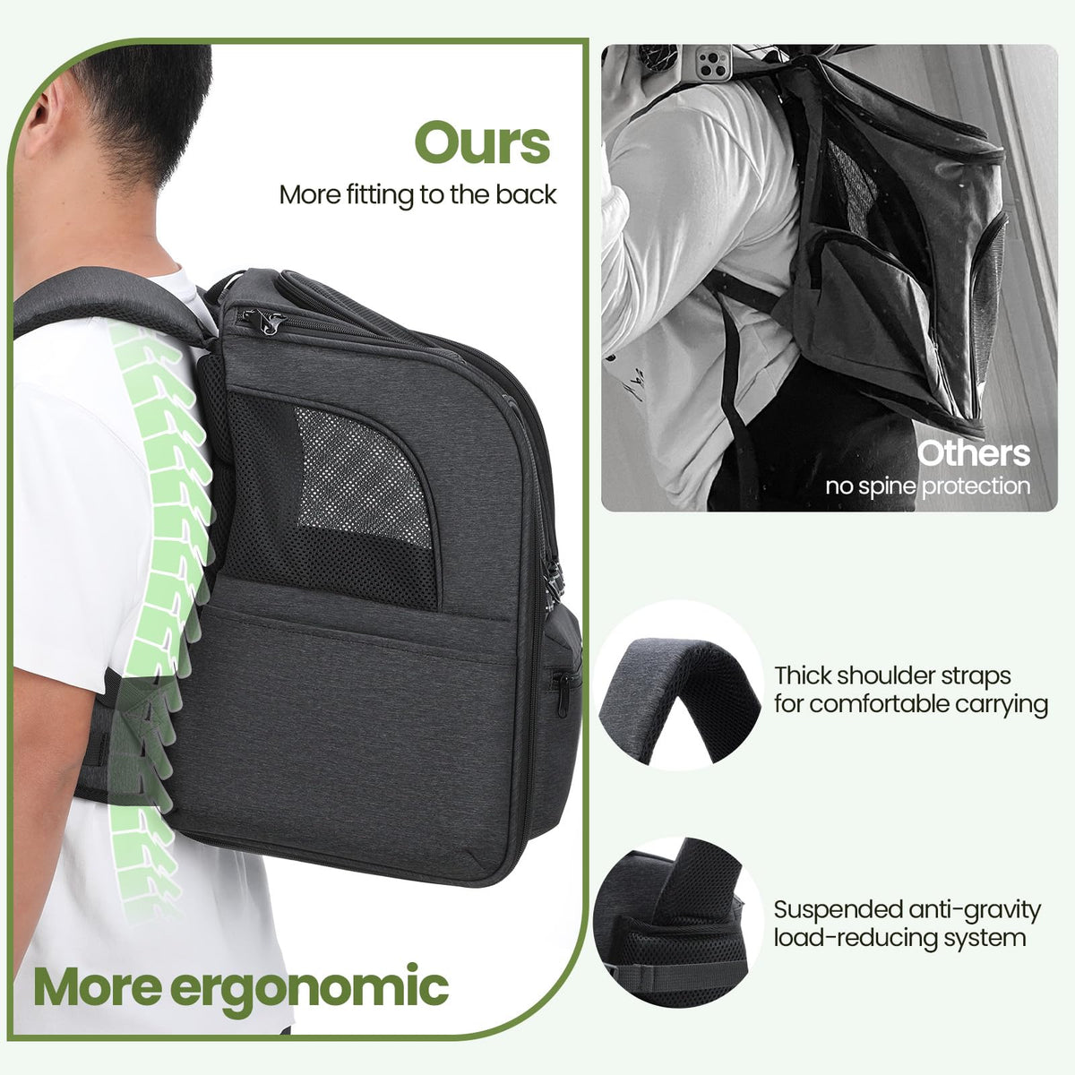 Ergonomic Breathable Cat Backpack E309562