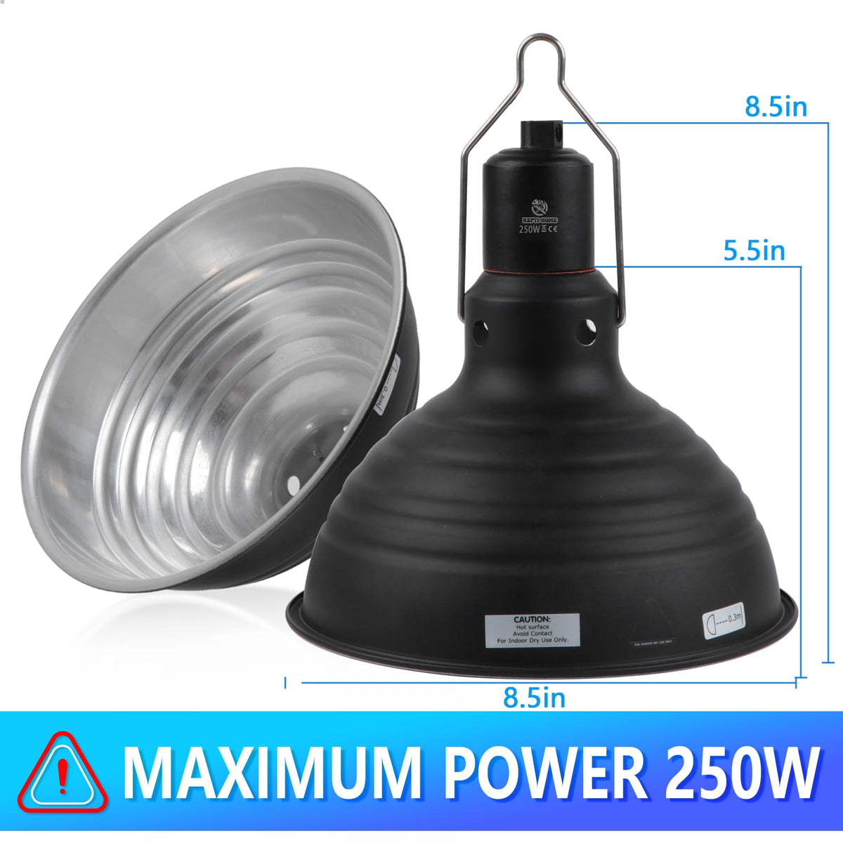 8.5 Inch Reptile Heat Lamp Fixture E26 Base J99101
