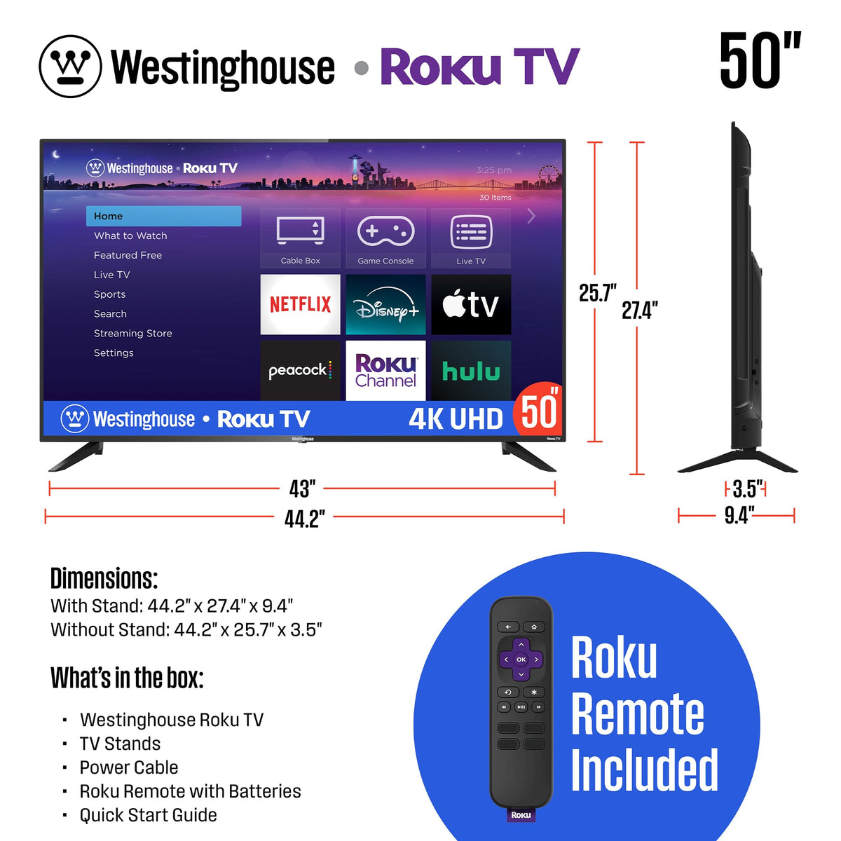 4K 50 Inch TV and 3.1.2 Sound Bar M109