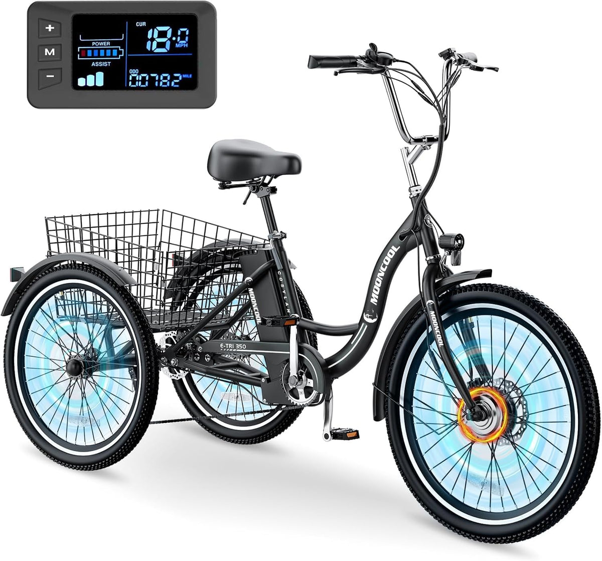 350W 36V 7 Speeds Electric Tricycle with Basket F2622