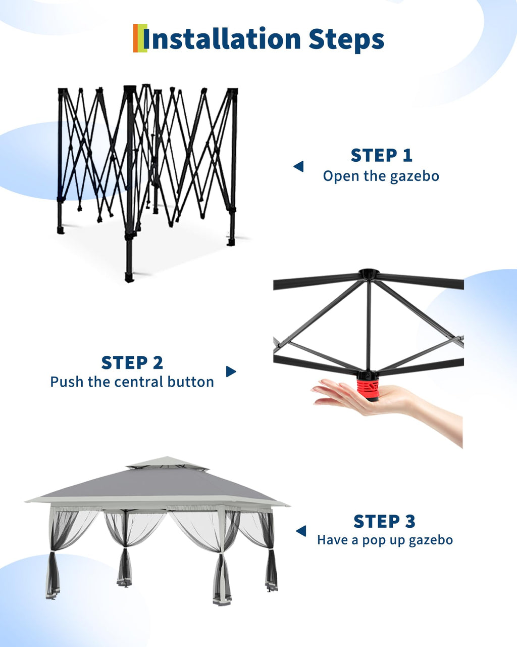 13x13FT Pop Up Gazebo with Mosquito Netting, Grey Z37883