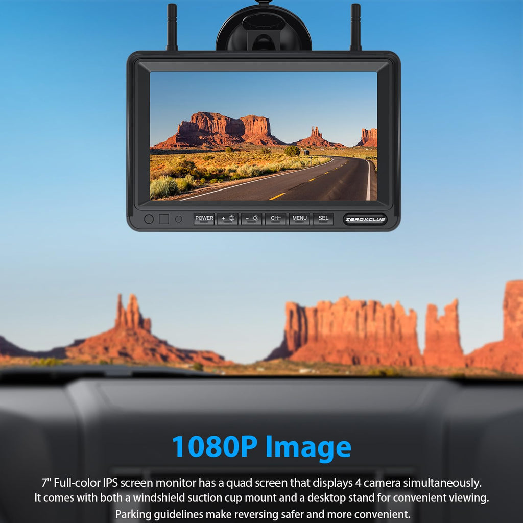1080P 7" Wireless RV Backup Camera System with DVR Monitor N5538